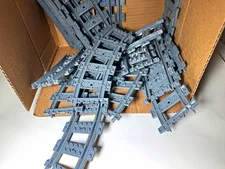 LEGO Gray Train Tracks Bulk Lot Plastic Track Pieces in Box for Trains