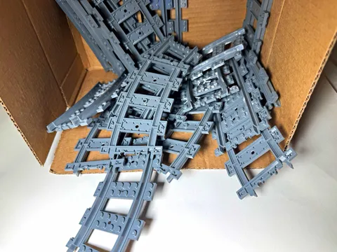 LEGO Gray Train Tracks Bulk Lot Plastic Track Pieces in Box for Trains