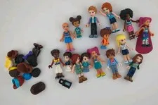 LEGO Friends Minifigure Lot Of x15 Plus Extras: Hair, Head Gear, and Legs