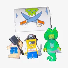 LEGO SpongeBob SquarePants Pirate Minifigure Lot w/ Accessories & Pirate Flag
