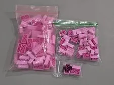 Lego Qty 114 - Bright Pink Bricks 3001 2x4 (75) 3002 2x3 (39) - Sorted MOC