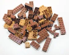 Lego Brown BRICKS BLOCKS ONLY 60pc Bulk Lot 2x8 2x6 2x4 2x3 2x2 2x1 Corners