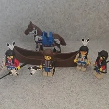 LEGO Native American/Tribal Minifigure Lot w/ Accessories, Horse & Canoe