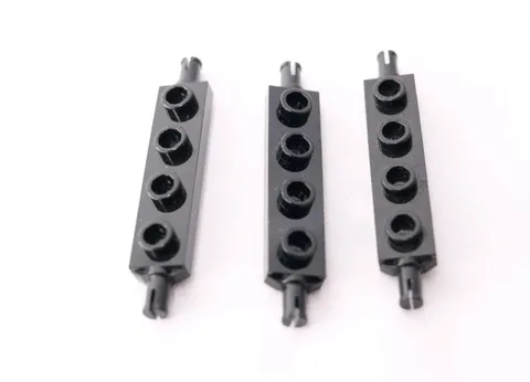LEGO Parts 2926 (3 pcs) Black Plate, Modified 1 x 4 with Wheels Holder