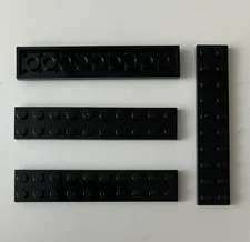 LEGO 4x NEW Pieces 2x10 Plate BLACK #3832