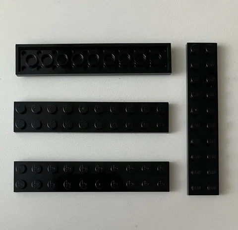 LEGO 4x NEW Pieces 2x10 Plate BLACK #3832