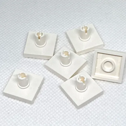 LEGO Parts - White Tile, Modified 2 x 2 with Pin - No 2460 - QTY 6