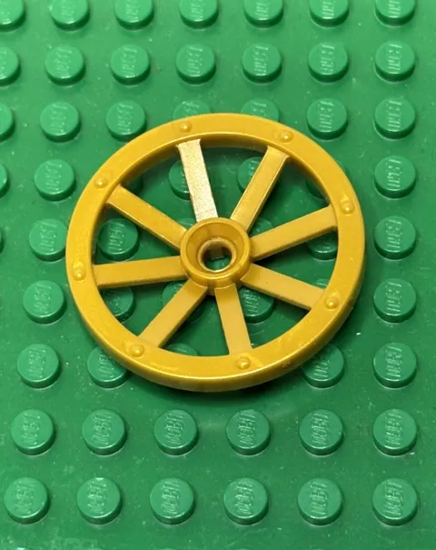 LEGO 4489 Wagon Cart Wheel 33mm Pearl Gold -NOTCHED - part is 4489