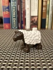 Lego Duplo White Sheep Lamb Figure Dark Brown Farm Animal Minifigure Miniature