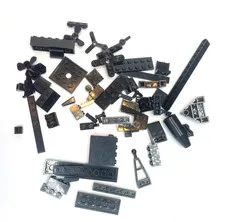 MIXED LOT OF 60 LEGO BLACK PLATES TILES HINGES SLOPES PIECES