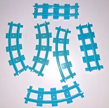 LEGO Blue Train Track Bulk Lot Curved & Straight Plastic Pieces