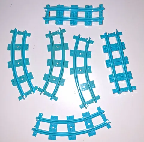 LEGO Blue Train Track Bulk Lot Curved & Straight Plastic Pieces