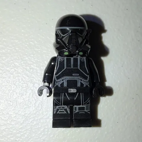 LEGO Minifigure Black Helmeted Trooper w/ Black Helmet & Armor Outfit Pre Used