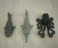 Vtg LEGO Gray Shark, Swordfish And Black Octopus Set Of 3 Toys