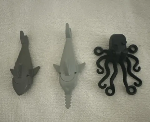 Vtg LEGO Gray Shark, Swordfish And Black Octopus Set Of 3 Toys