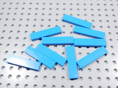 LEGO Lot of 10 Dark Azure 1x4 Smooth Tiles Plates BE