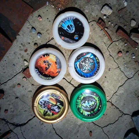 LEGO Technic Throwbot Slizer Throwing Disc Lot of 5 Discs White Green Gold