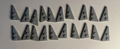 LEGO x10 Light Bluish Gray Wedge, Plate 4 x 2 Left,  and x10 Right Pointed