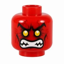 LEGO Minifigure, Head Alien with Yellow Eyes, Dark Red Wrinkles