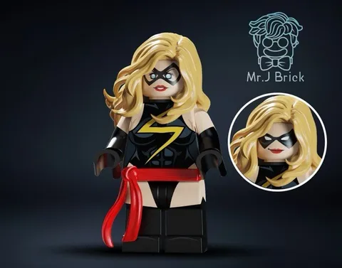 Mr J Brick Minifigure Captain Marvel Custom