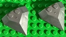 Lot of 2 LEGO Wedge 4 x 4 Pointed FLAT SILVER Nexo Knights