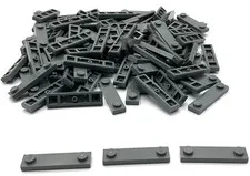Lego 50 New Dark Bluish Gray Plates Modified 1 x 4 w/ 2 Studs with Groove Parts