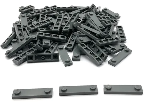 Lego 50 New Dark Bluish Gray Plates Modified 1 x 4 w/ 2 Studs with Groove Parts