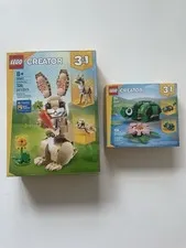 Pair Lego Creator 3-in-1 Cute Bunny 31162 & Turtle With A Water Lily 31377