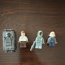 LEGO Star Wars Minifigure Lot Han Solo Boba Fett w/ Blaster Carbonite