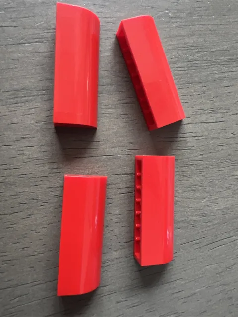 LEGO 6191 Red Slope, Curved 1 x 4 x 1 1/3 - 4 Pieces