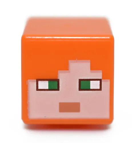 LEGO Orange Minifigure Head Minecraft Alex pixelated green eyes nougat 6162510