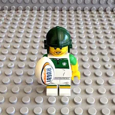 LEGO Minifigures Rugby Player Minifigure - White & Green Uniform, Helmet, Ball