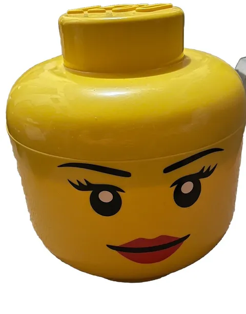 LEGO Iconic Girl Storage Head Smiley Face Female 11 Inches Tall Lipstick Woman