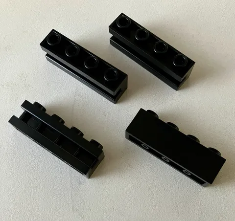 LEGO 4x New Pieces Brick 1x4 Modified w/ Groove/Slide BLACK #2653