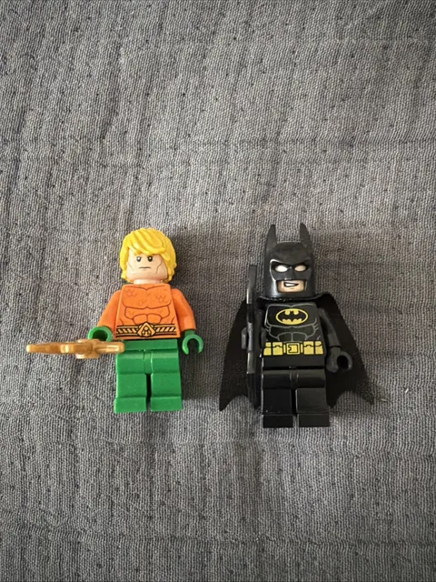 LEGO DC Super Heroes Minifigure Lot  Batman & Aquaman with Trident ￼ Accessories