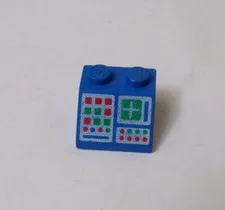 Lego x1 Blue 2x2 Sloped Brick, Computer Panel Pattern, 3039p34 (028-296)