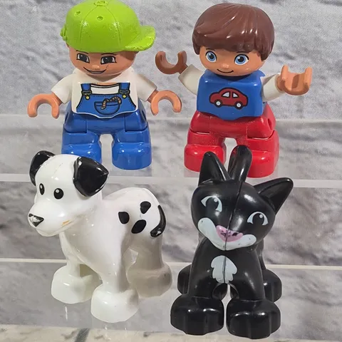 Lego Duplo Figures Lot Of 4 Kids Little Boys Dalmatian Dog Kitty Cat