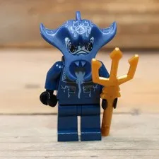 LEGO Atlantis Manta Warrior Minifigure Gold Trident Blue Ocean Monster atl003