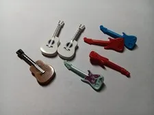 LEGO BULK LOT OF 7 MINIFIGURE UTENSIL ELECTRIC ACOUSTIC GUITARS