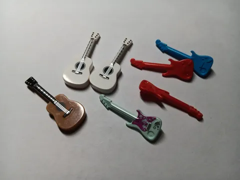LEGO BULK LOT OF 7 MINIFIGURE UTENSIL ELECTRIC ACOUSTIC GUITARS