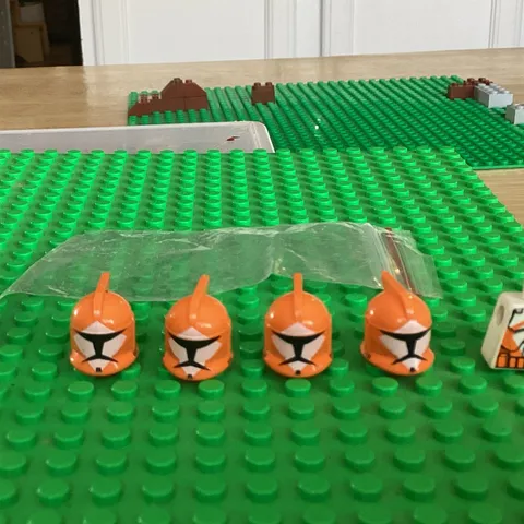 LEGO Orange Clone Trooper Helmets Lot x4 + Custom Printed Orange/White Torso
