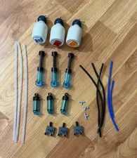 LEGO Pneumatic Parts - 3 Pumps, Pistons, Tanks, Switches, Fittings, 8 Tubes