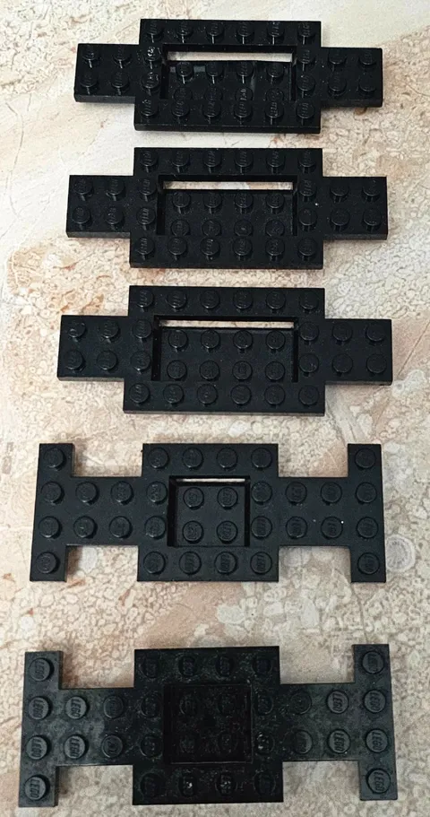 5 Lot LEGO Black Vehicle Bases Chassis 6x12 and 4x10