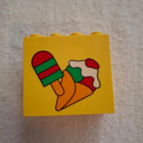 LEGO Brick 2 x 4 x 3 with Ice Pop and Ice Cream Cone Pattern 30144px6 RARE