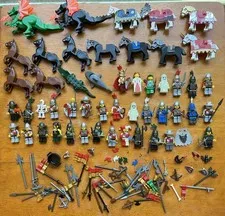 LEGO Vintage Castle Minifigures Knights, Soldiers, Horses, Shields, Weapons lot