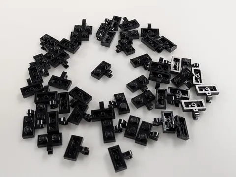 Lego x50 New Black Plate, Modified 1 x 2 with Clip # 11476 MOC