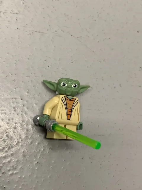 Lego Star Wars Yoda White Hair Back Printing Lightsaber Mini Figure