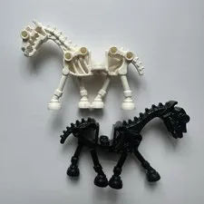 LEGO Lot of 2 White & Black Skeleton Horse Mini-figure Castle Fantasy Era