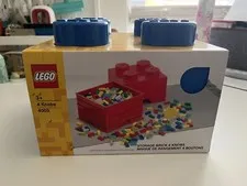 LEGO 4003 Blue 4 Knob Square Stackable Storage Brick by Room Copenhagen  New