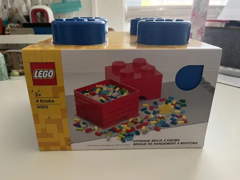 LEGO 4003 Blue 4 Knob Square Stackable Storage Brick by Room Copenhagen  New